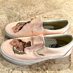 Van’s slides pink silk with tigers